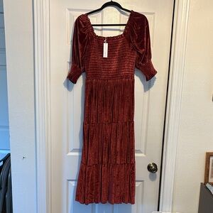 Elegant Red Velvet Dress